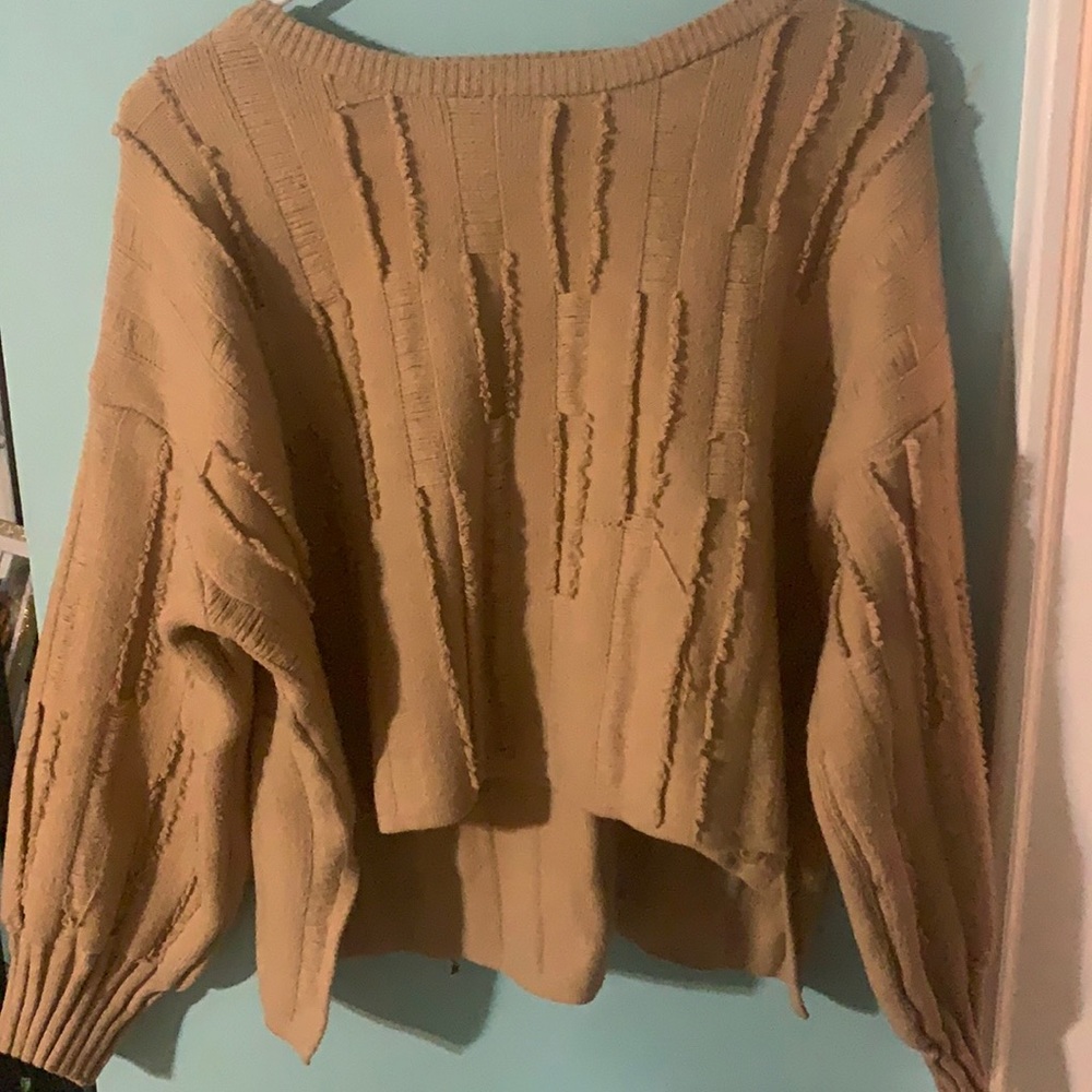 a tan cropped sweater